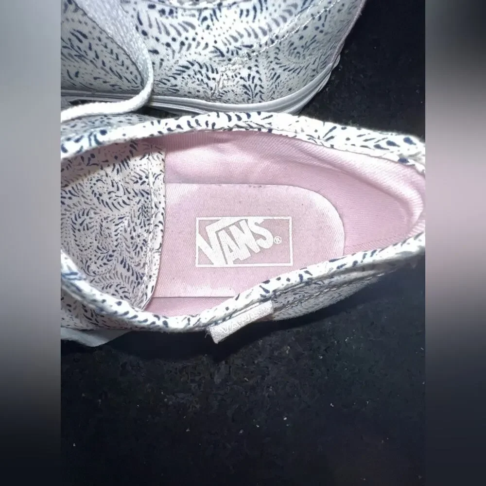 UEC VANS NAVY GREY WHITE & PINK PAISLEY PRINT LACE UP SNEAKERS SZ 8.5